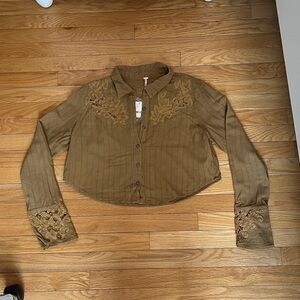 NWT Free People Embroidered Brown Women's Top